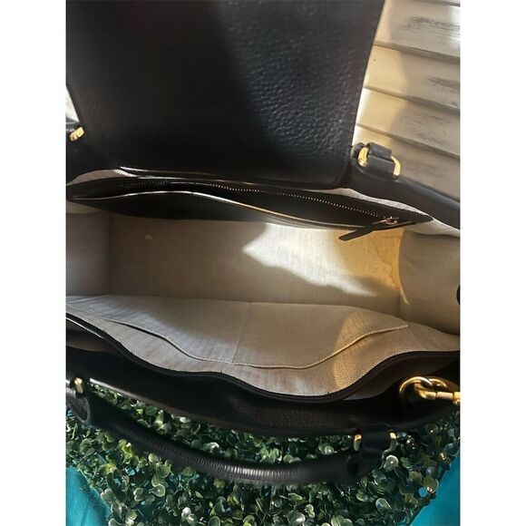 Tory Burch Britten Black Leather Tote Bag with Gold Hardware - Picture 7 of 16